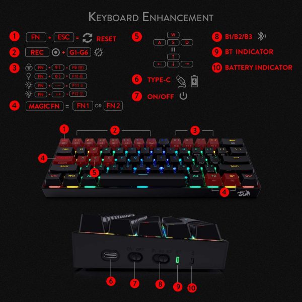 کیبورد گیمینگ مکانیکی ردراگون مدل Draconic K530