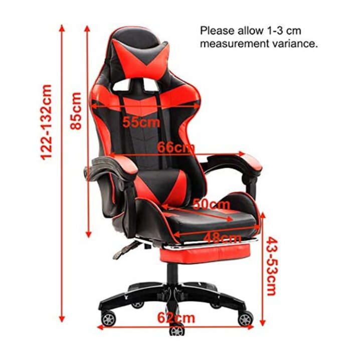 YALLA OFFICE Gaming Chair - PC Computer Chair for Gaming, for Office, for Students -Ergonomic Lumbar Back Support Pain Relief (Black & Red with Footrest) (2)-min