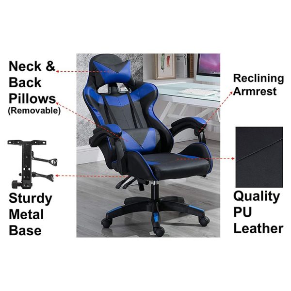 صندلی گیمینگ ‎YALLA OFFICE مدل 808-blue-NFR