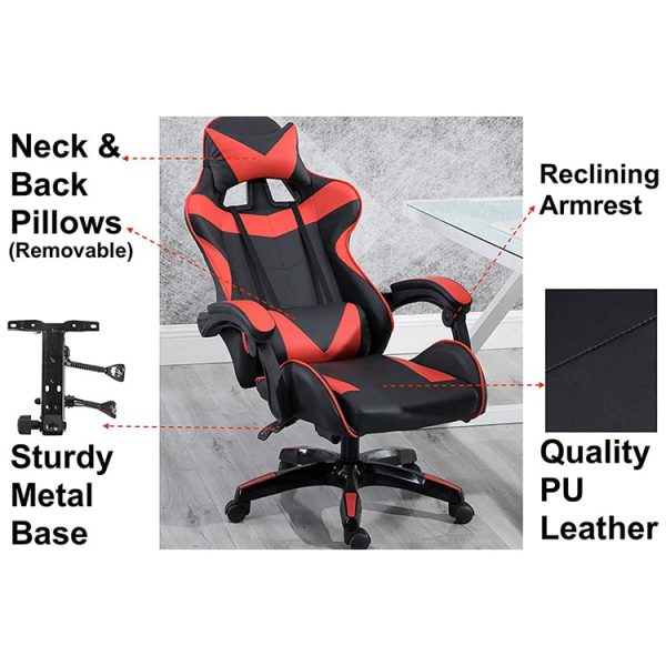 صندلی گیمینگ ‎YALLA OFFICE مدل 808-RED-NFR