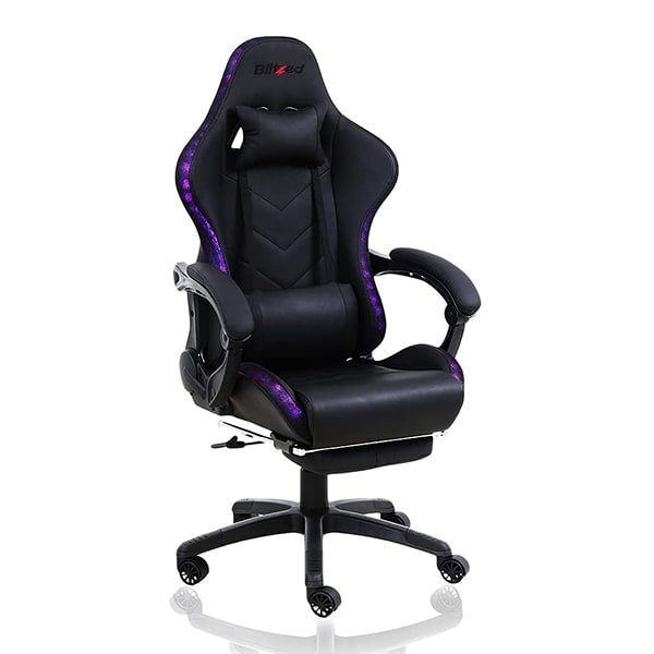 Blitzed GAIA Leather Gaming Chair with RGB Light and Lumbar Support (Black) (2)-min