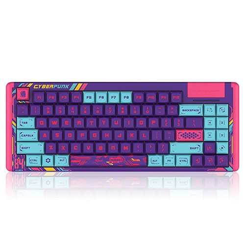 DUSTSILVER Cyberpunk Purple Wireless Mechanical Gaming Keyboard-min